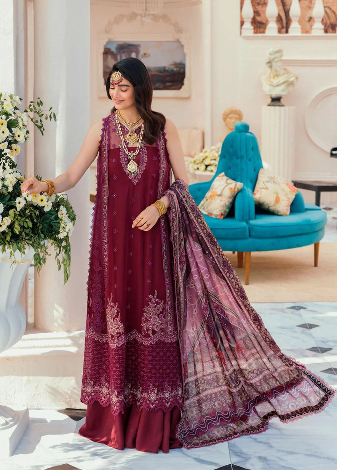 Noor By Saadia Asad Embroidered Chiffon Unstitched 3 Piece Suits - D6 Brand Mafia by Zonash