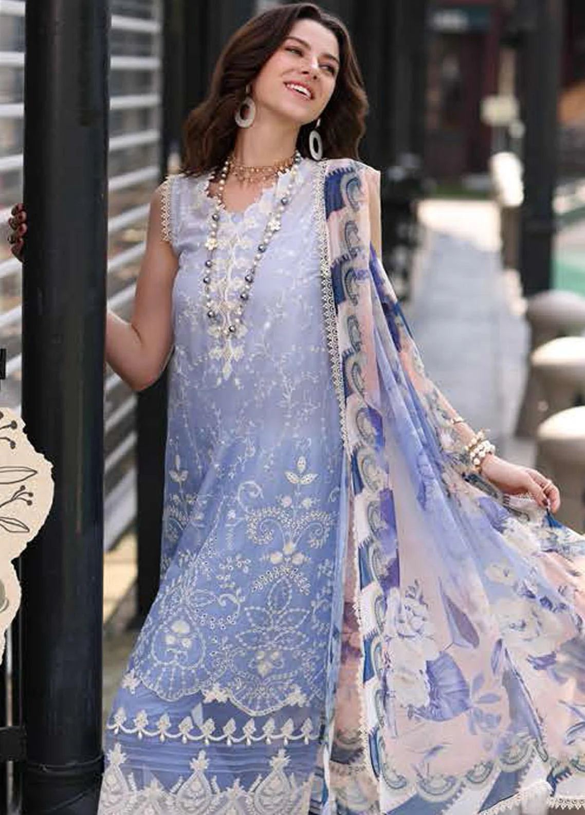 Noor by Saadia Asad Embroidered Lawn Suits Unstitched 3 Piece NSA23P D1-A - Luxury Collection Brand Mafia by Zonash