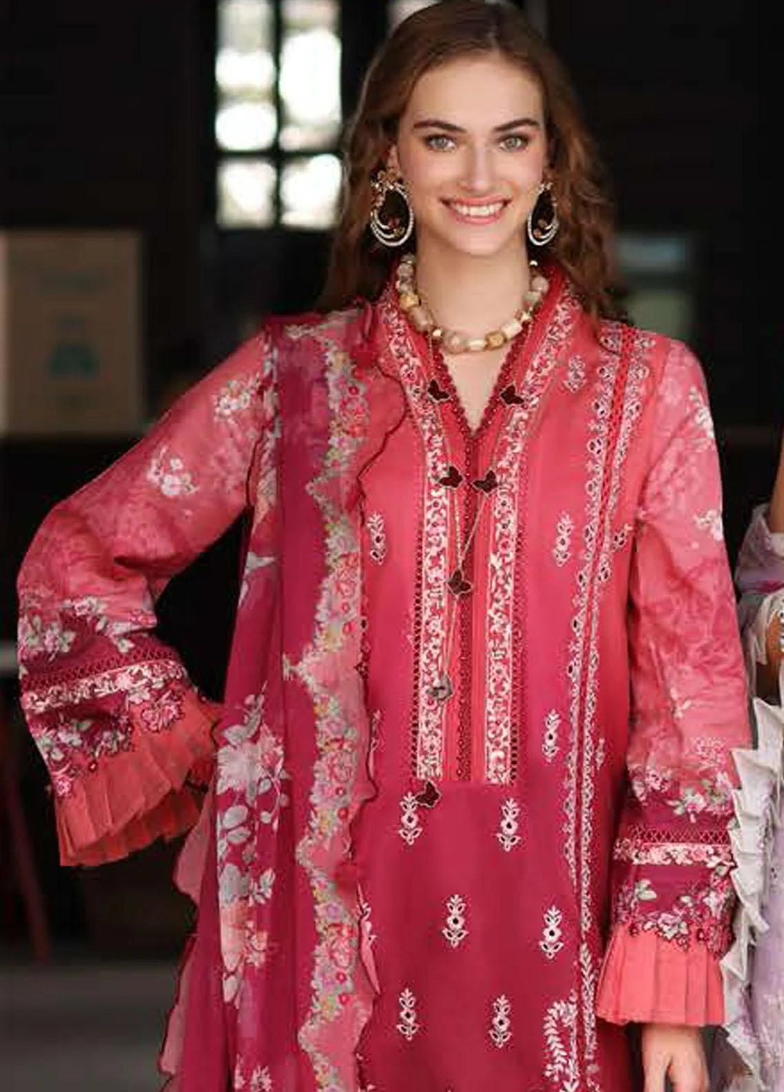 Noor by Saadia Asad Embroidered Lawn Suits Unstitched 3 Piece NSA23P D8-A - Luxury Collection Brand Mafia by Zonash