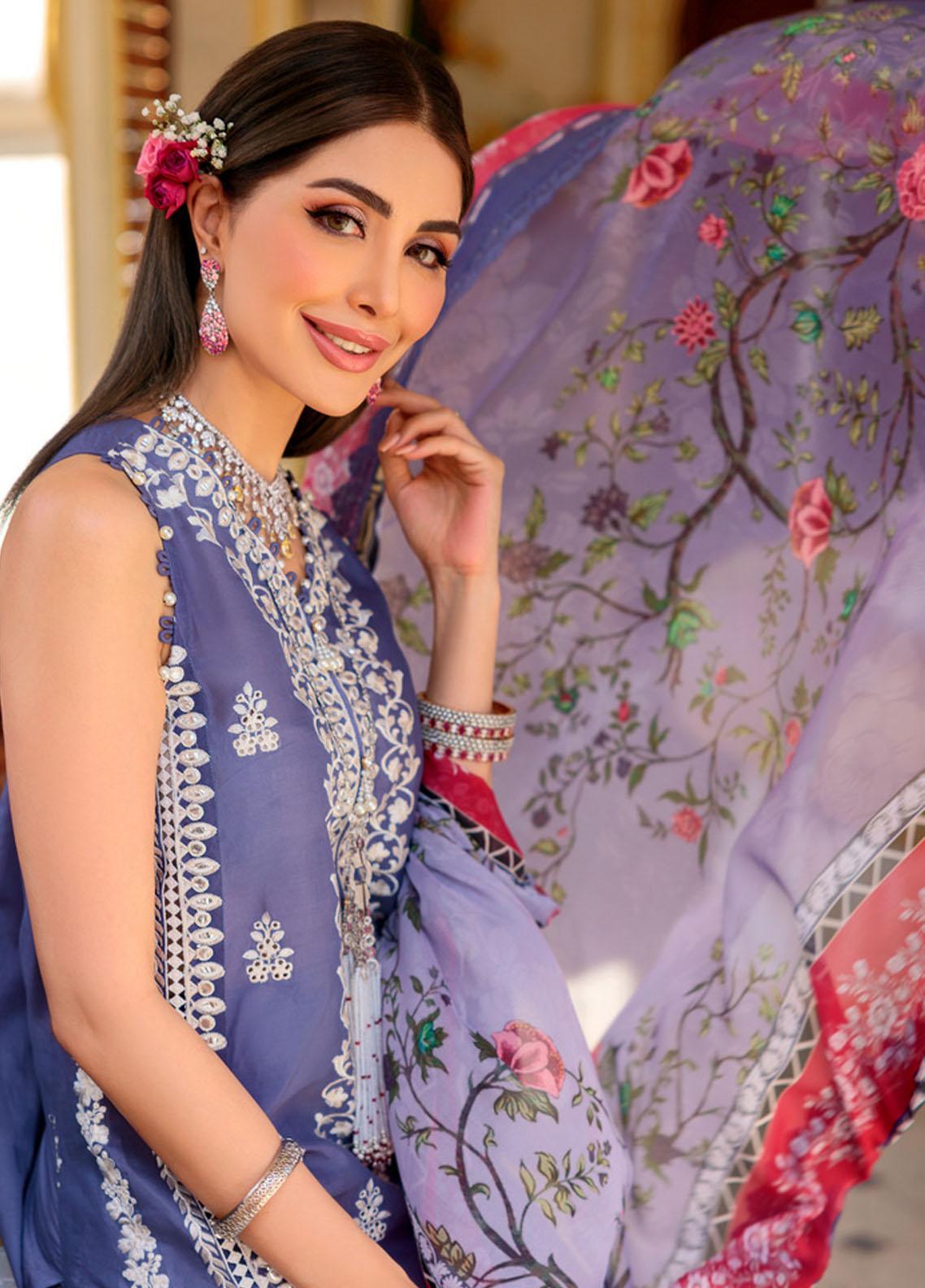 Noor by Sadia Asad Embroidered Lawn Suits Unstitched 3 Piece Chikankari Lawn NSA22E D1A - Eid Collection Brand Mafia by Zonash