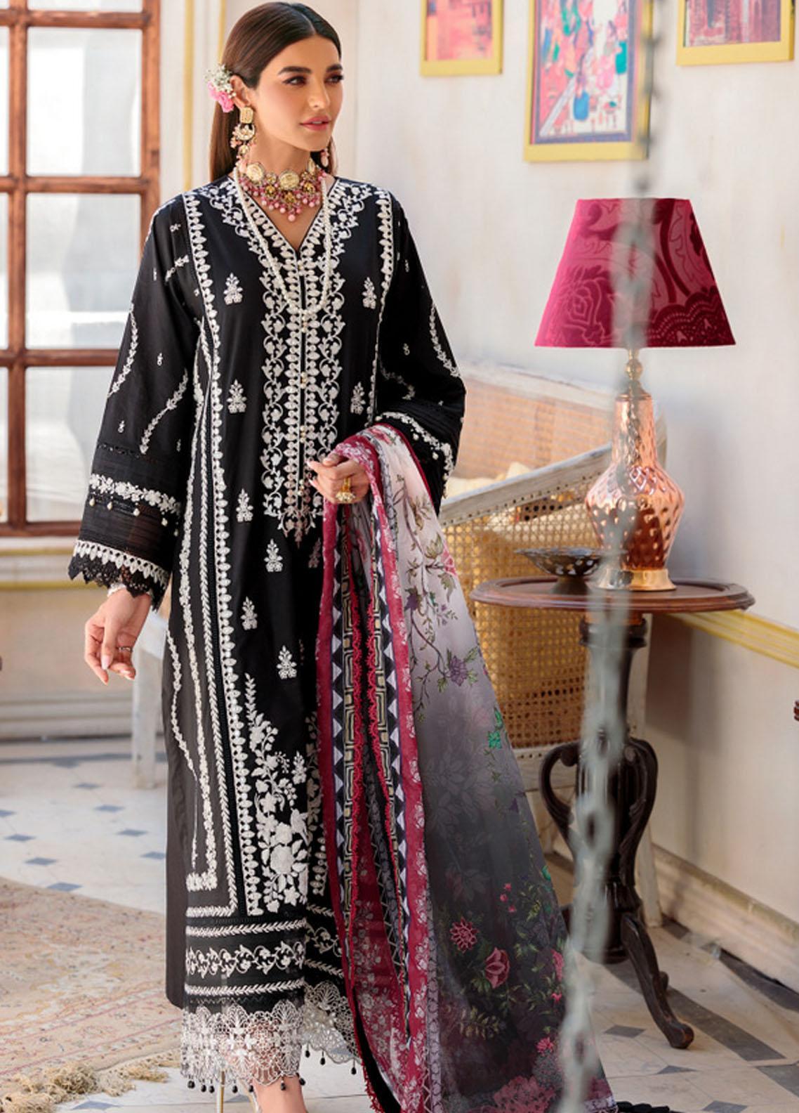 Noor by Sadia Asad Embroidered Lawn Suits Unstitched 3 Piece Chikankari Lawn NSA22E D1B - Eid Collection Brand Mafia by Zonash