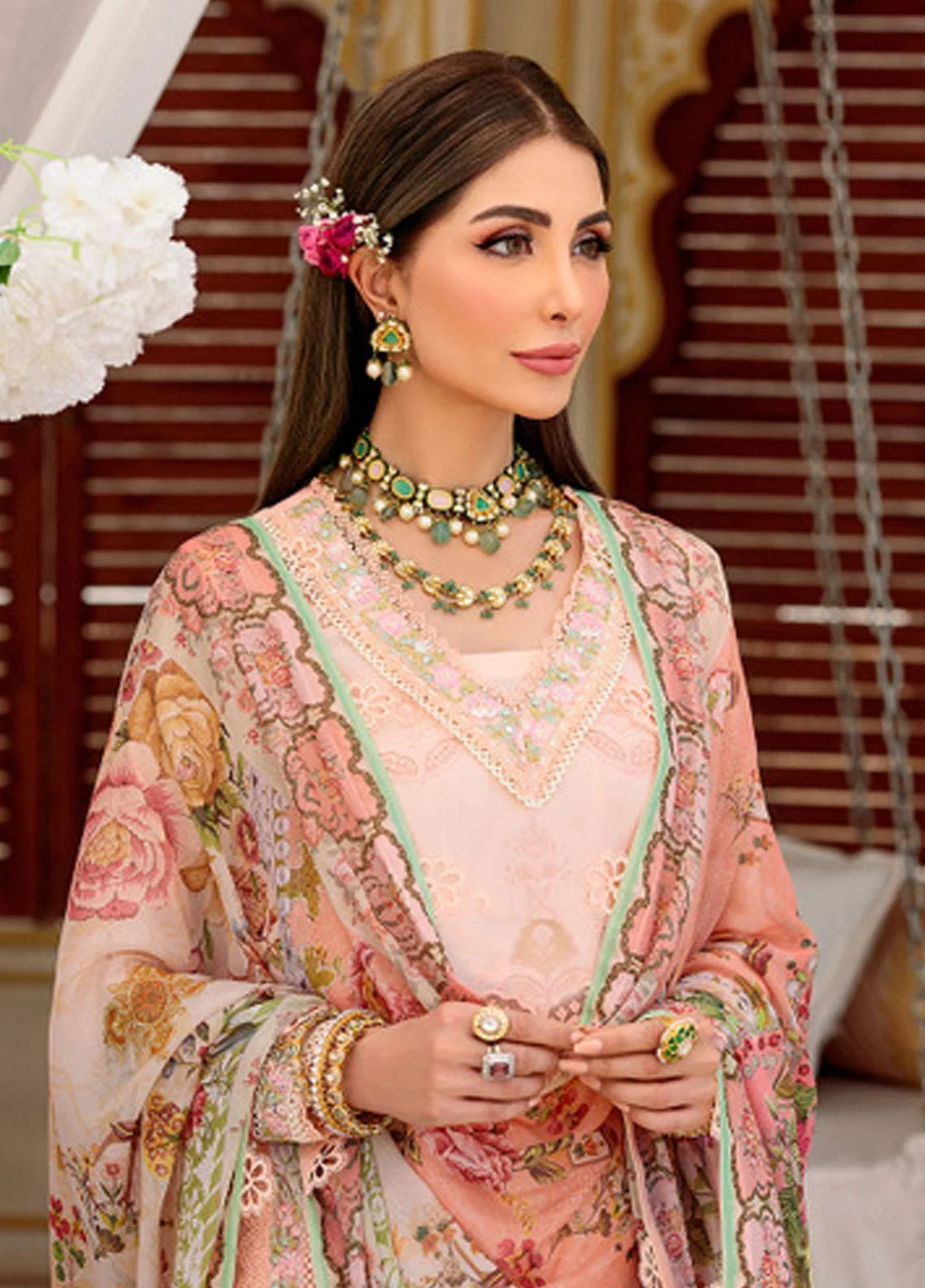 Noor by Sadia Asad Embroidered Lawn Suits Unstitched 3 Piece Chikankari Lawn NSA22E D5B - Eid Collection Brand Mafia by Zonash