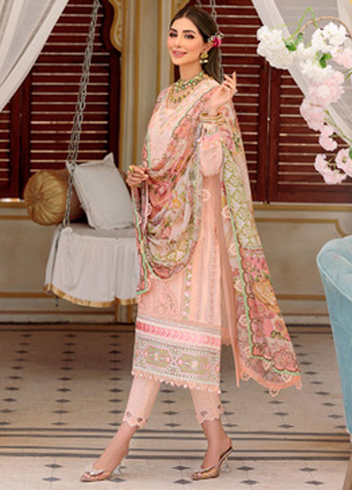 Noor by Sadia Asad Embroidered Lawn Suits Unstitched 3 Piece Chikankari Lawn NSA22E D5B - Eid Collection Brand Mafia by Zonash