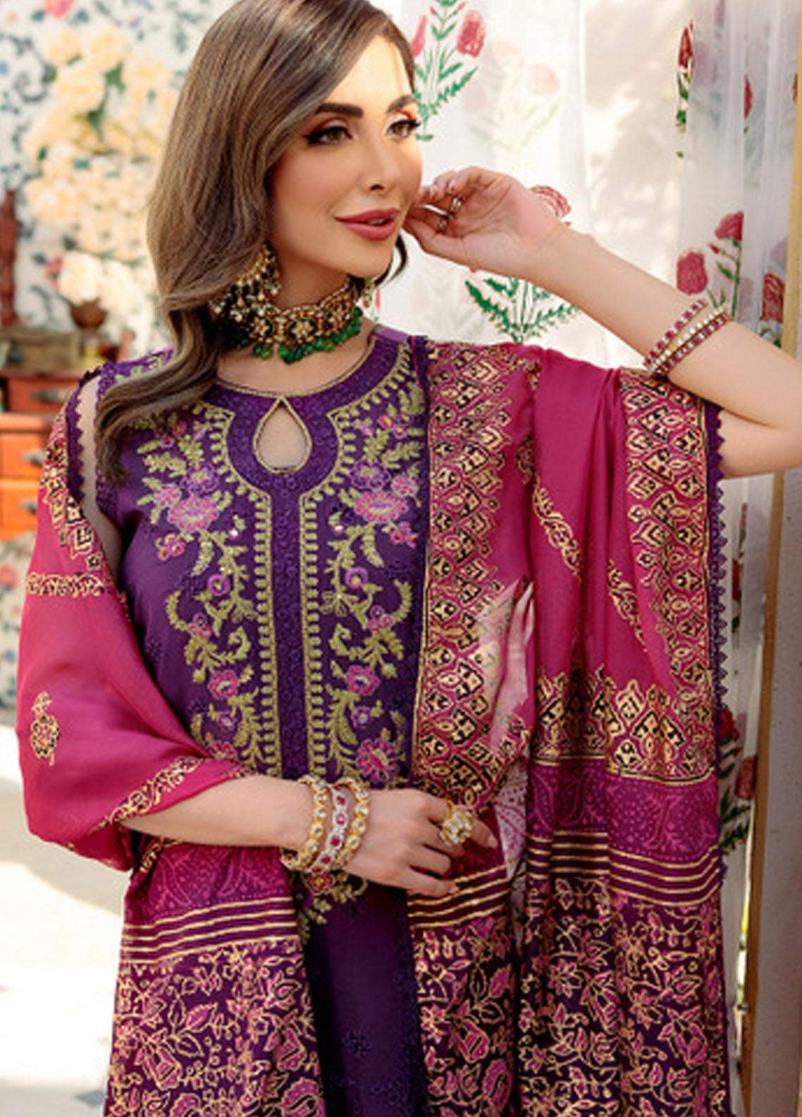 Noor by Sadia Asad Embroidered Lawn Suits Unstitched 3 Piece Chikankari Lawn NSA22E D7B - Eid Collection Brand Mafia by Zonash