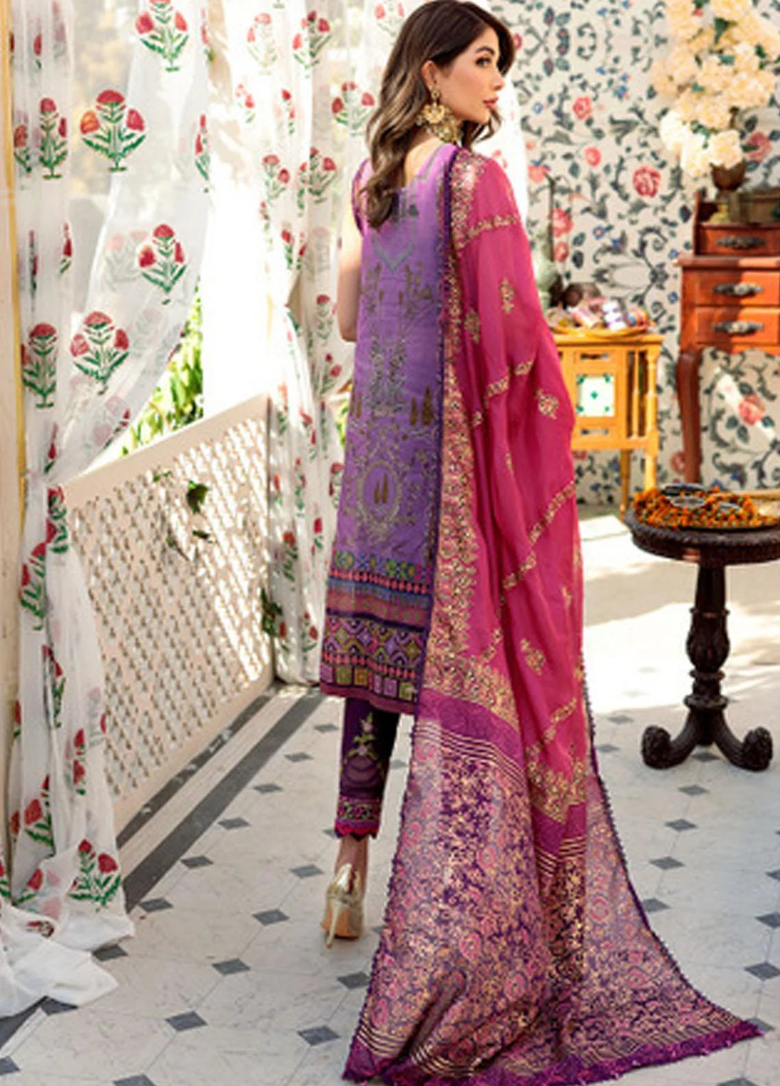 Noor by Sadia Asad Embroidered Lawn Suits Unstitched 3 Piece Chikankari Lawn NSA22E D7B - Eid Collection Brand Mafia by Zonash