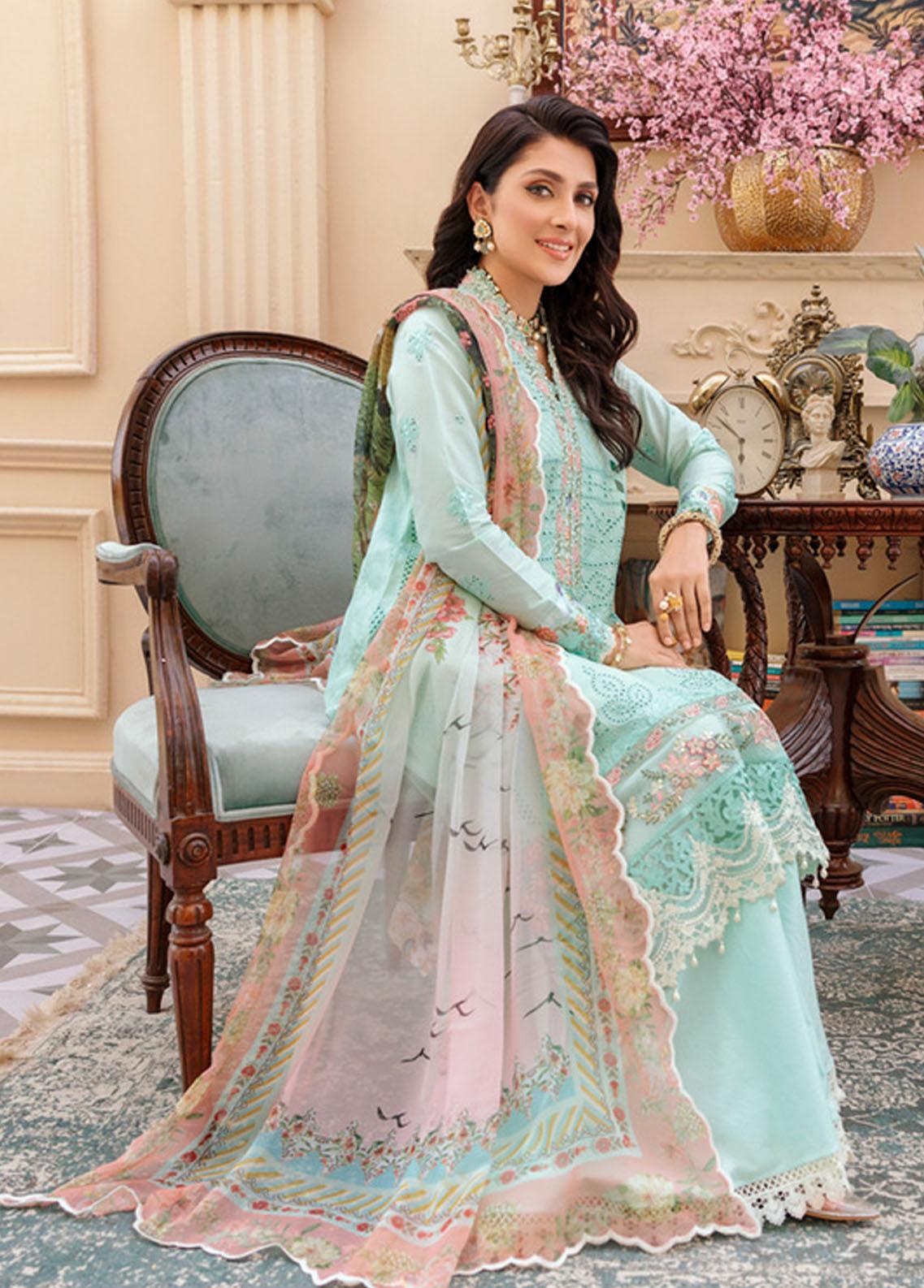 Noor by Sadia Asad Embroidered Lawn Suits Unstitched 3 Piece NSA22L D5A - Eid Collection Brand Mafia by Zonash