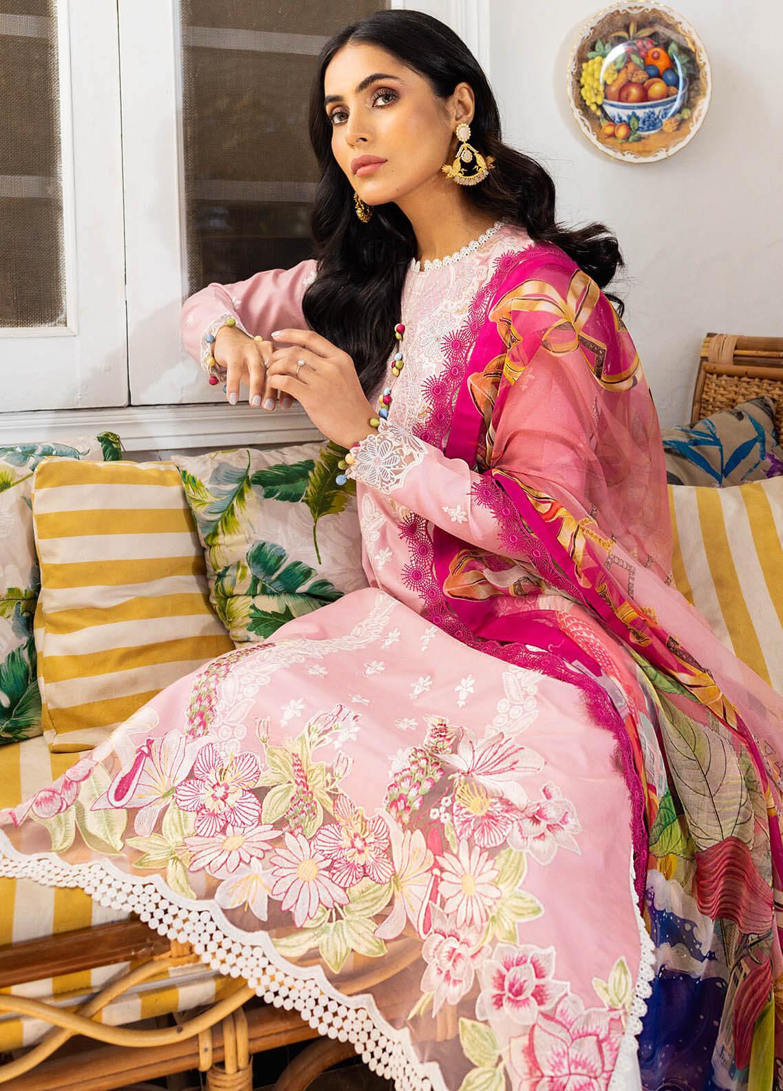 Roheenaz Embroidered Lawn Suits Unstitched 3 Piece 04-B Malaeka - Summer Collection Brand Mafia by Zonash