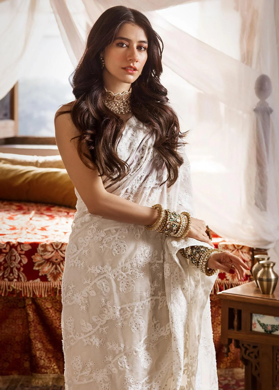 Asim Jofa The Mughal Queen by Embroidered Cotton Unstitched Saree AJMQ-05 - Eid Collection Brand Mafia by Zonash