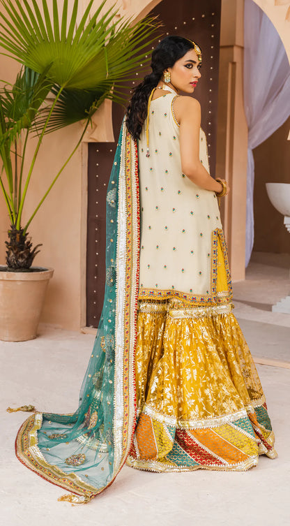 Dhanak By Anaya Unstitched 3 Piece Embroidered Chiffon AKM22-03 Hoor - Wedding Collection Brand Mafia by Zonash