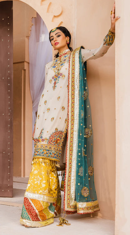 Dhanak By Anaya Unstitched 3 Piece Embroidered Chiffon AKM22-03 Hoor - Wedding Collection Brand Mafia by Zonash