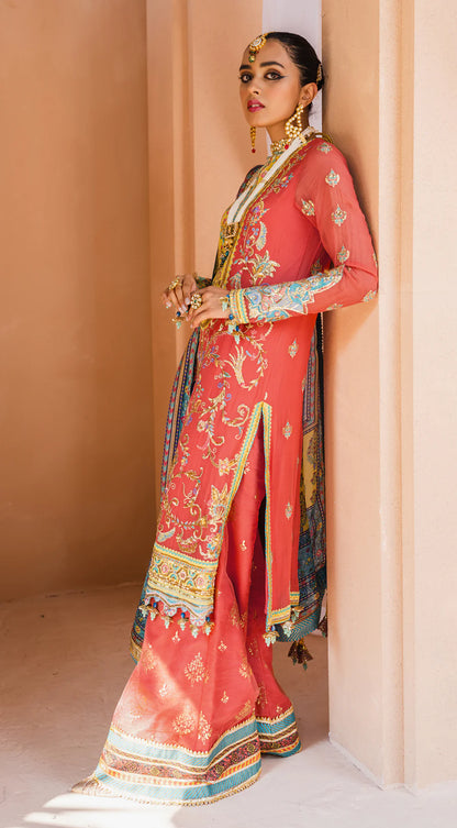 Dhanak By Anaya Unstitched 3 Piece Embroidered Chiffon AKM22-04 Tehseen - Wedding Collection Brand Mafia by Zonash