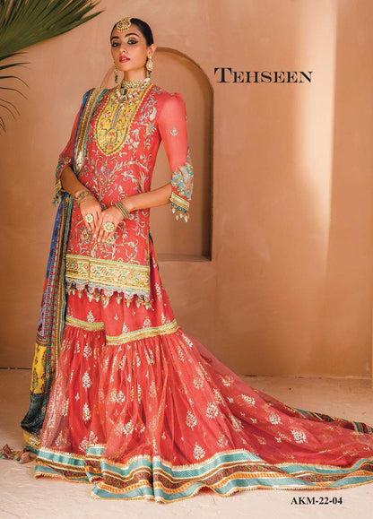 Dhanak By Anaya Unstitched 3 Piece Embroidered Chiffon AKM22-04 Tehseen - Wedding Collection Brand Mafia by Zonash