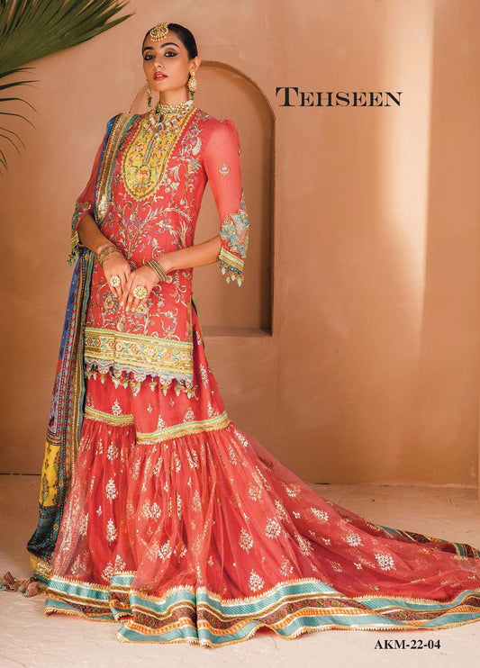 Dhanak By Anaya Unstitched 3 Piece Embroidered Chiffon AKM22-04 Tehseen - Wedding Collection Brand Mafia by Zonash