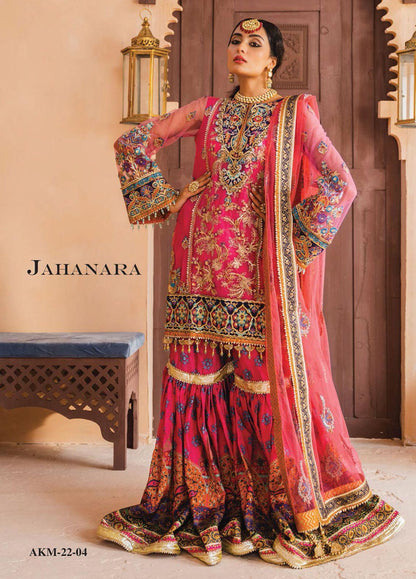 Dhanak By Anaya Unstitched 3 Piece Embroidered Chiffon Suits AKM22-02 Jahanara - Wedding Collection Brand Mafia by Zonash