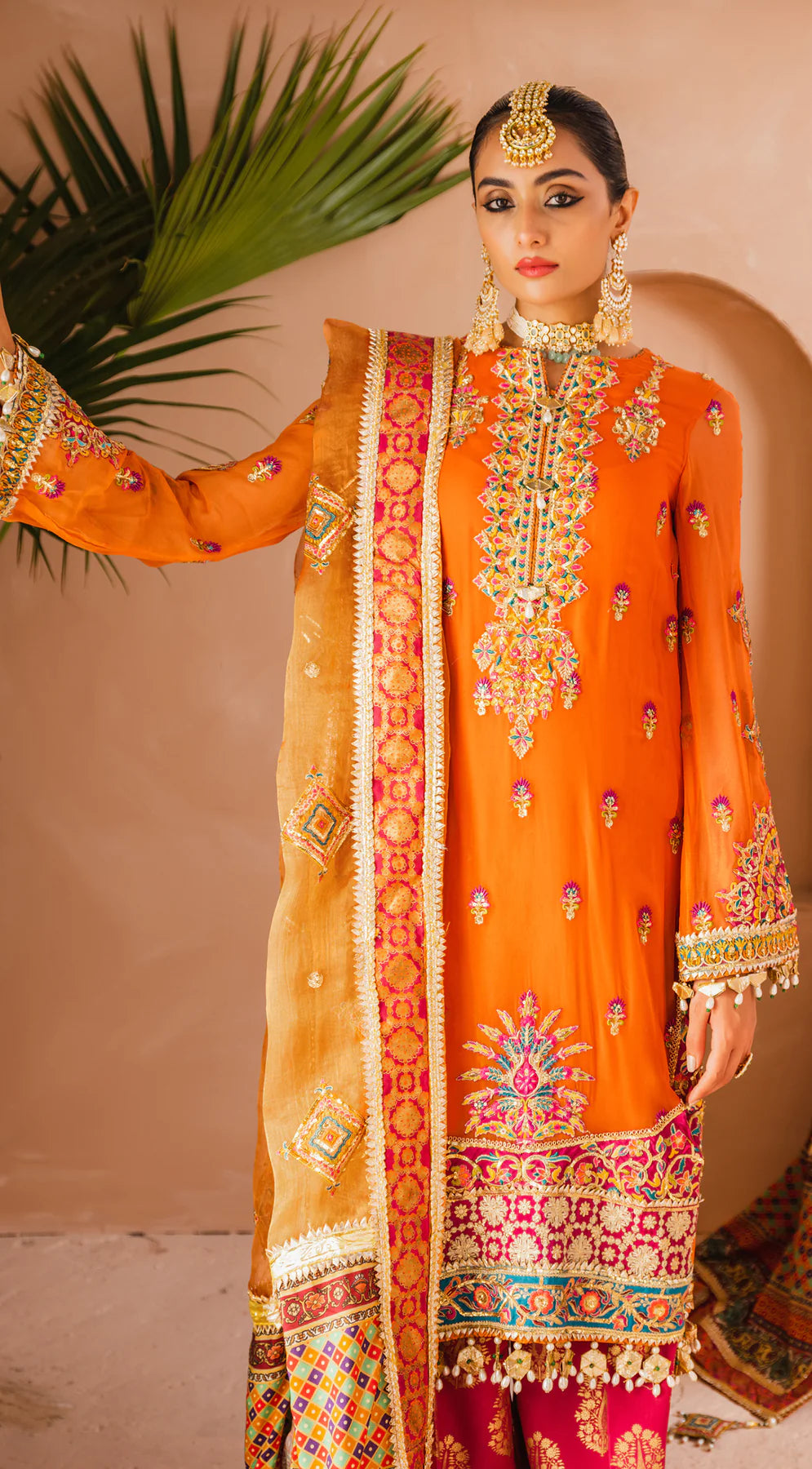 Dhanak By Anaya Unstitched 3 Piece Embroidered Chiffon Suits AKM22-07 Farheen - Wedding Collection Brand Mafia by Zonash