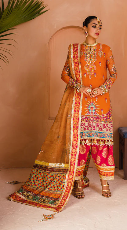 Dhanak By Anaya Unstitched 3 Piece Embroidered Chiffon Suits AKM22-07 Farheen - Wedding Collection Brand Mafia by Zonash