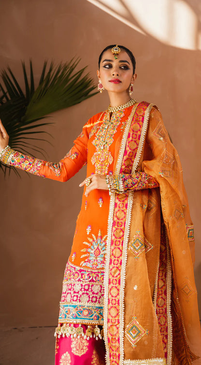Dhanak By Anaya Unstitched 3 Piece Embroidered Chiffon Suits AKM22-07 Farheen - Wedding Collection Brand Mafia by Zonash