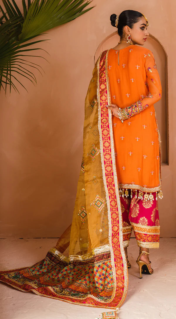 Dhanak By Anaya Unstitched 3 Piece Embroidered Chiffon Suits AKM22-07 Farheen - Wedding Collection Brand Mafia by Zonash