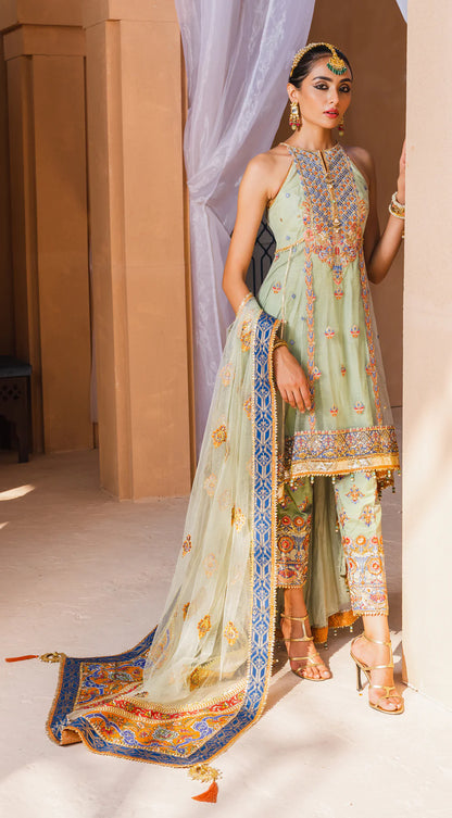 Dhanak By Anaya Unstitched 3 Piece Embroidered Chiffon Suits AKM22-08 Maham - Wedding Collection Brand Mafia by Zonash