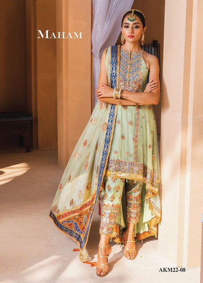 Dhanak By Anaya Unstitched 3 Piece Embroidered Chiffon Suits AKM22-08 Maham - Wedding Collection Brand Mafia by Zonash