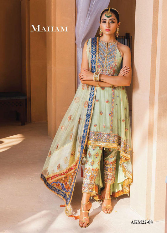 Dhanak By Anaya Unstitched 3 Piece Embroidered Chiffon Suits AKM22-08 Maham - Wedding Collection Brand Mafia by Zonash