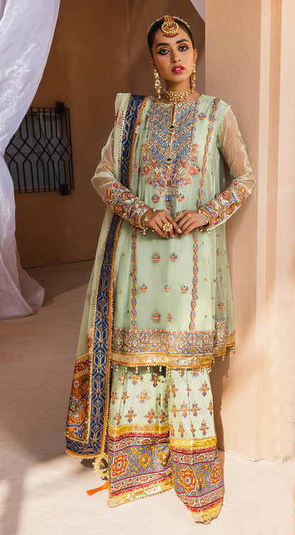 Dhanak By Anaya Unstitched 3 Piece Embroidered Chiffon Suits AKM22-08 Maham - Wedding Collection Brand Mafia by Zonash