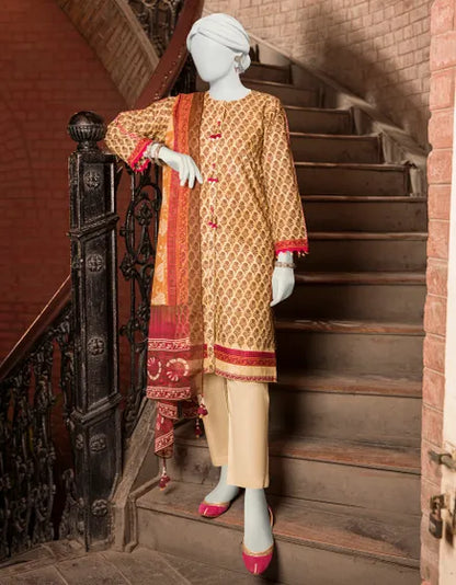 Junaid Jamshed Unstitched 3 Piece Printed Lawn Suit JLAWN-S-23-525 - Multicolor - Festive Collection
