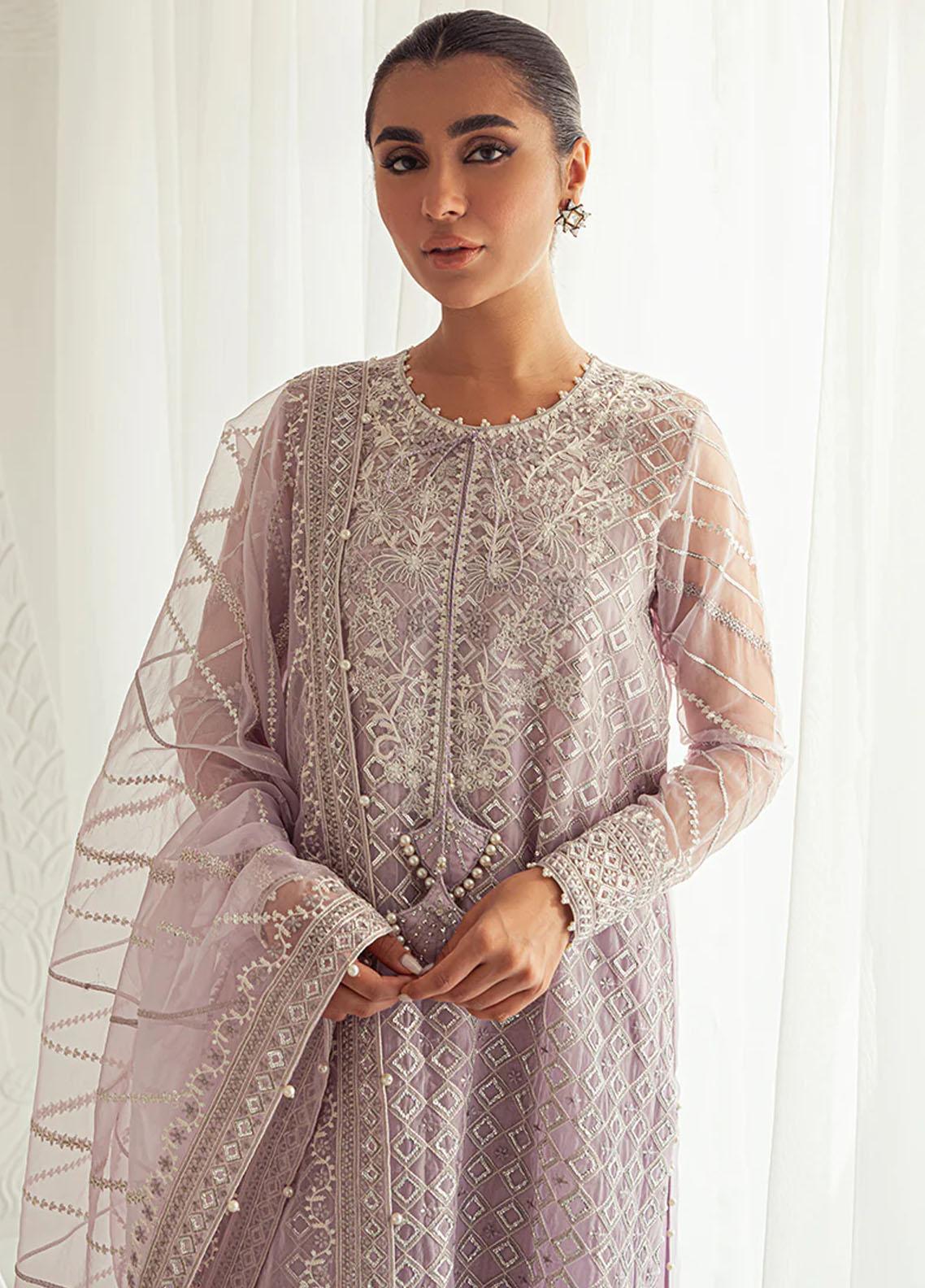 Luxe Atelier By Cross Stitch Unstitched 4 Piece Embroidered Organza Suit CS23 D-06 Chromatic Hue - Luxury Collection Brand Mafia by Zonash