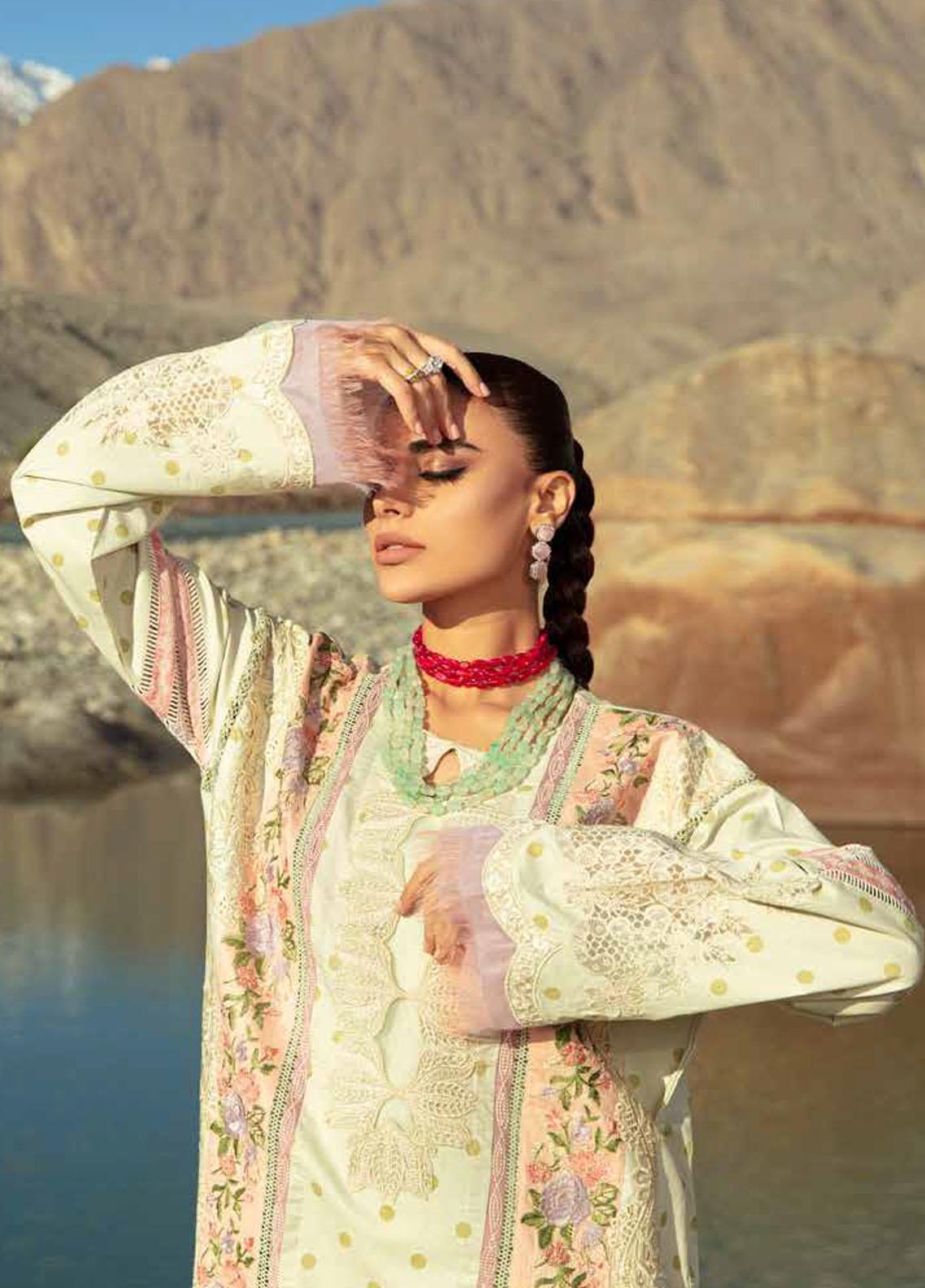 Maryam Hussain Unstitched 3 Piece Embroidered Lawn Suit - D2-Mint Luxury Lawn Brand Mafia by Zonash