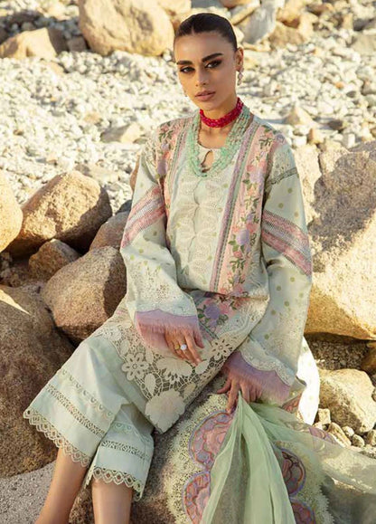 Maryam Hussain Unstitched 3 Piece Embroidered Lawn Suit - D2-Mint Luxury Lawn Brand Mafia by Zonash