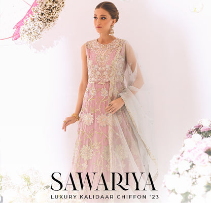 ROHEENAZ Luxury Kalidaar Unstitched 4Pc Chiffon Suit - RUNCH230106 - Luxury Chiffon Collection 2023 Brand Mafia by Zonash