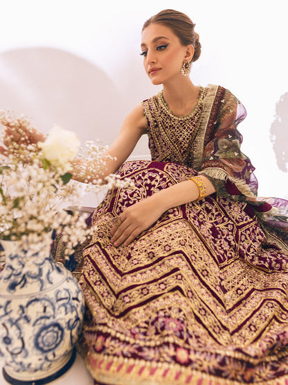 ROHEENAZ Luxury Kalidaar Unstitched 4Pc Chiffon Suit - RUNCH230107 - Luxury Chiffon Collection 2023 Brand Mafia by Zonash