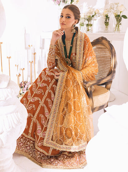 ROHEENAZ Luxury Kalidaar Unstitched 4Pc Chiffon Suit - RUNCH230109 - Luxury Chiffon Collection 2023 Brand Mafia by Zonash