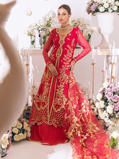 ROHEENAZ Luxury Kalidaar Unstitched 4Pc Chiffon Suit - RUNCH230110 - Luxury Chiffon Collection 2023 Brand Mafia by Zonash