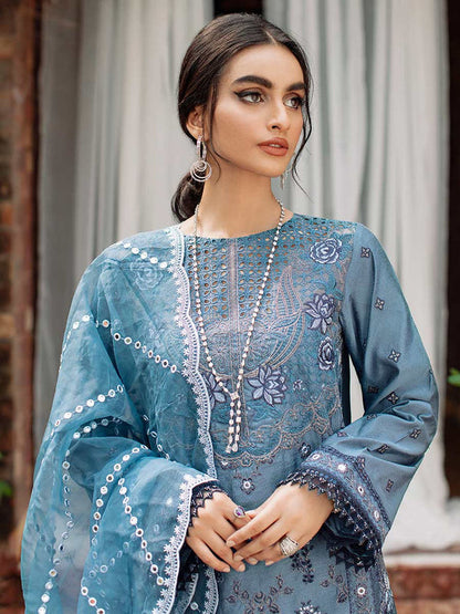 RajBari Unstitched 3 Piece Embroidered Cotton Silk Suit RB22 5B - Luxury Collection Brand Mafia by Zonash