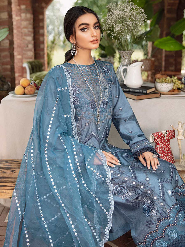 RajBari Unstitched 3 Piece Embroidered Cotton Silk Suit RB22 5B - Luxury Collection Brand Mafia by Zonash
