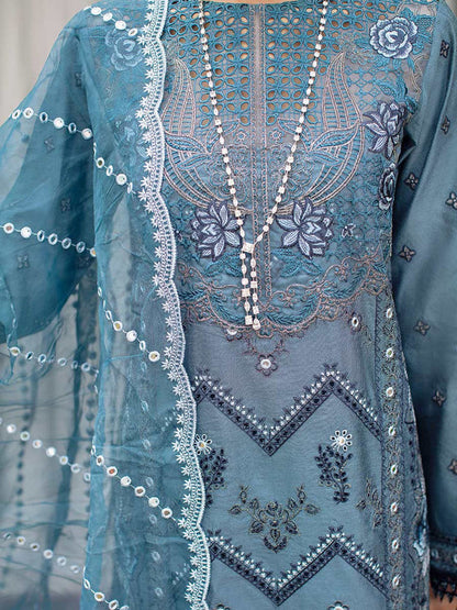 RajBari Unstitched 3 Piece Embroidered Cotton Silk Suit RB22 5B - Luxury Collection Brand Mafia by Zonash
