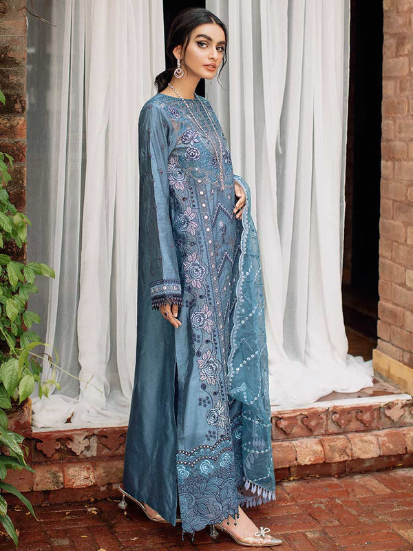 RajBari Unstitched 3 Piece Embroidered Cotton Silk Suit RB22 5B - Luxury Collection Brand Mafia by Zonash