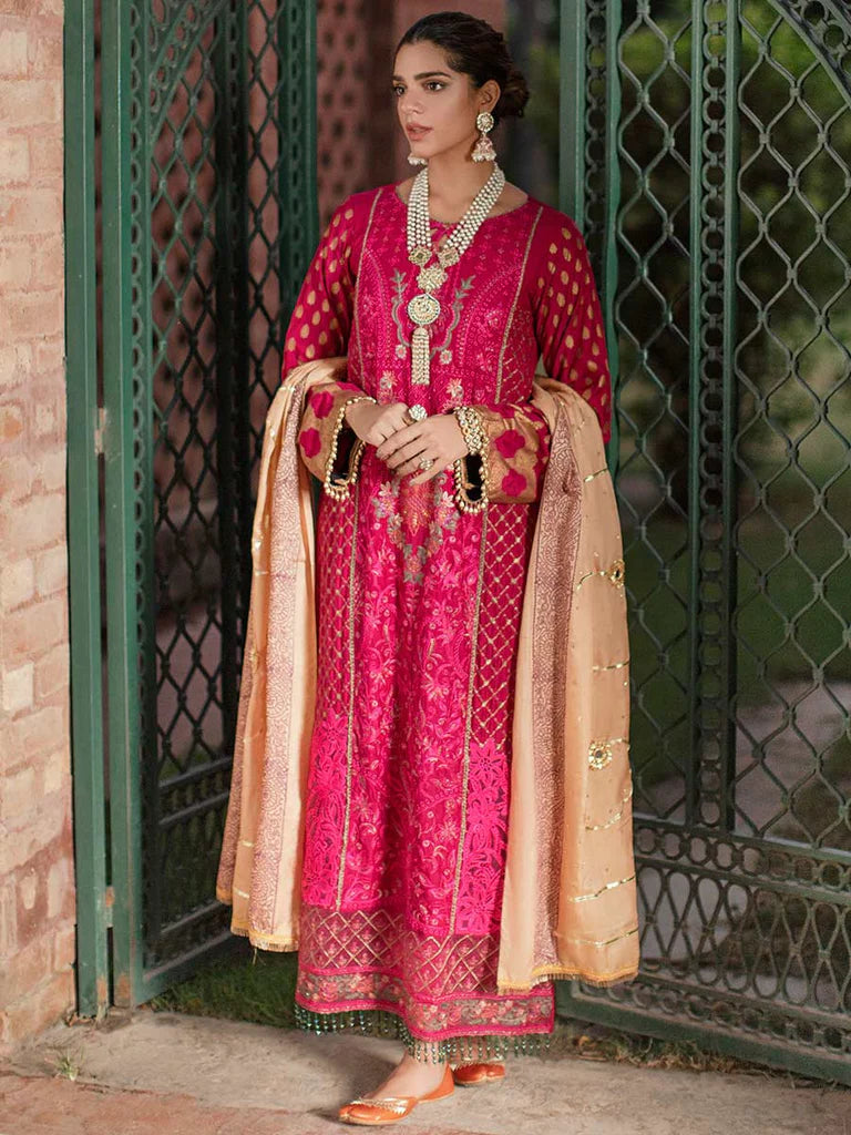 RajBari Unstitched 3 Piece Embroidered Viscose Silk Suit RB22 - 2A - Luxury Collection Brand Mafia by Zonash