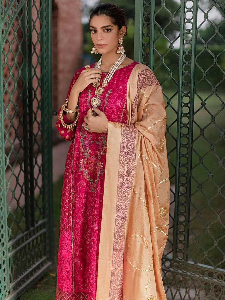 RajBari Unstitched 3 Piece Embroidered Viscose Silk Suit RB22 - 2A - Luxury Collection Brand Mafia by Zonash