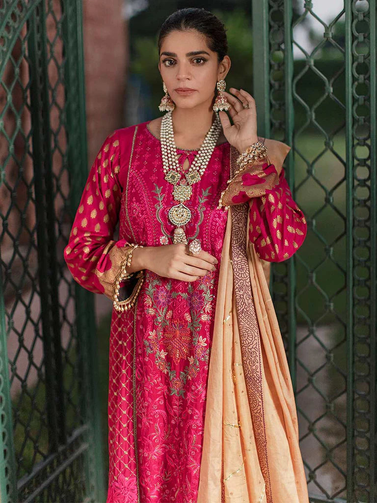 RajBari Unstitched 3 Piece Embroidered Viscose Silk Suit RB22 - 2A - Luxury Collection Brand Mafia by Zonash