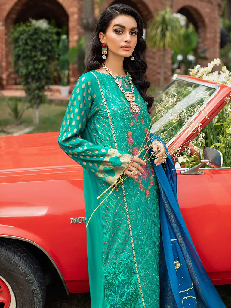 RajBari Unstitched 3 Piece Embroidered Viscose Silk Suit RB22 - 2B - Luxury Collection Brand Mafia by Zonash