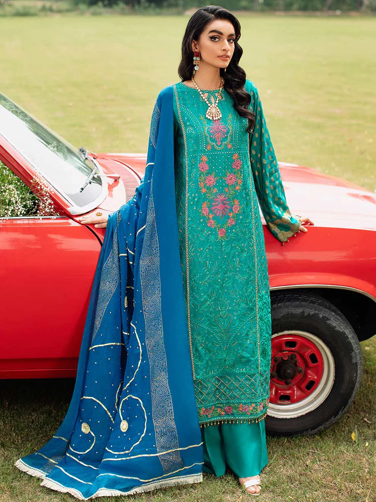 RajBari Unstitched 3 Piece Embroidered Viscose Silk Suit RB22 - 2B - Luxury Collection Brand Mafia by Zonash