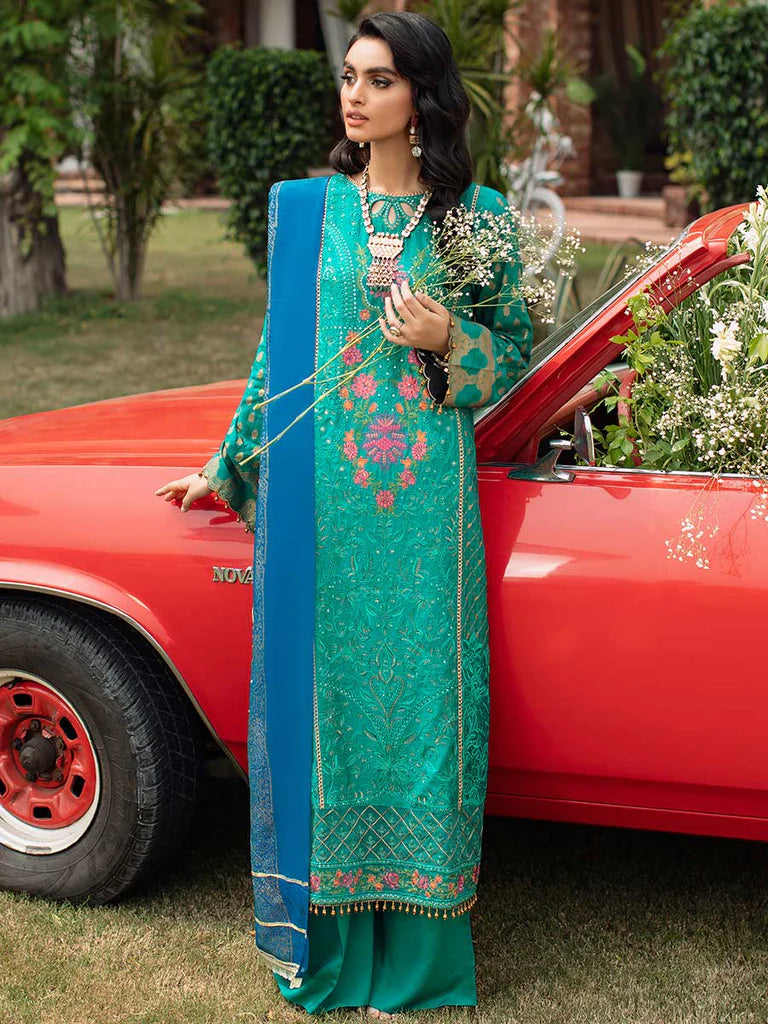 RajBari Unstitched 3 Piece Embroidered Viscose Silk Suit RB22 - 2B - Luxury Collection Brand Mafia by Zonash