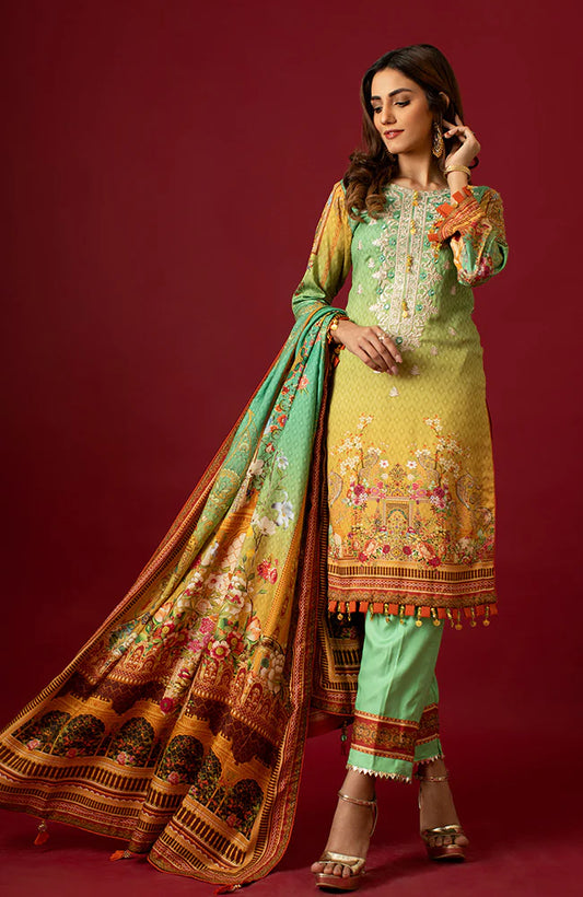 Samia By AB Textiles Unstitched 3 Piece Digital Printed Pure Linen Suit - Fashion'20 PLF - 01 SEA VERT – Summer Collection Brand Mafia by Zonash