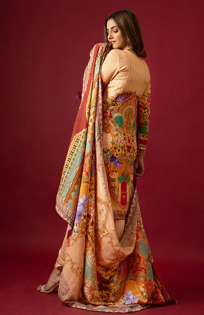 Samia By AB Textiles Unstitched 3 Piece Digital Printed Pure Linen Suit - Fashion'20 PLF - 06 PECHE – Summer Collection Brand Mafia by Zonash