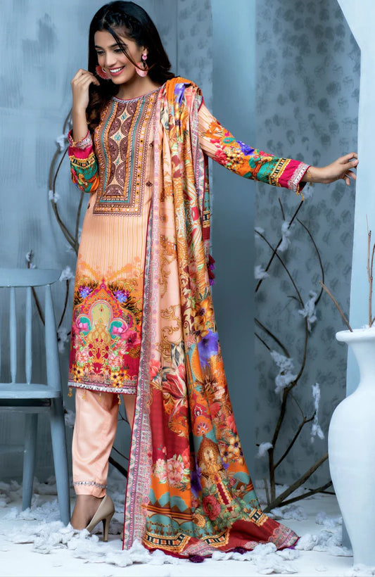 Samia By AB Textiles Unstitched 3 Piece Digital Printed Pure Linen Suit - Fashion'20 PLF - 06 PECHE – Summer Collection Brand Mafia by Zonash
