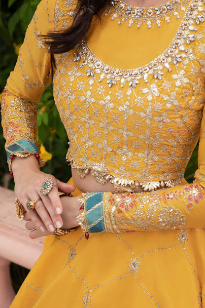 Sateen By Maria B Unstitched 3 Piece Embroidered Cotton Suit MB23ST D-05 Yellow - Luxury Collection Brand Mafia by Zonash