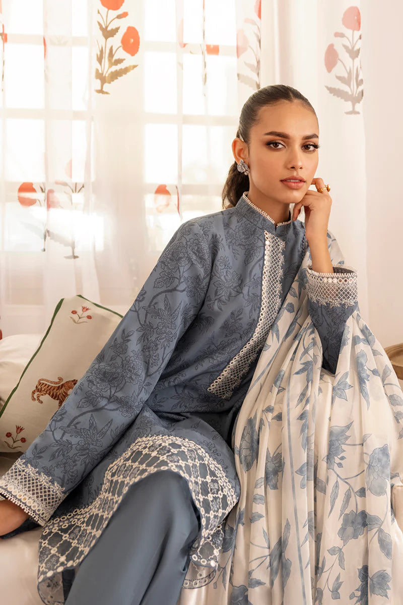 Cross Stitch Embroidered Jacquard Suits Unstitched 3 Piece CS23EL 01 Beryl Fern - Eid Collection Brand Mafia by Zonash