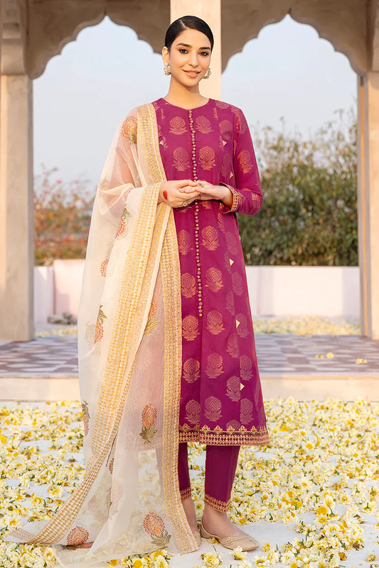 Cross Stitch Embroidered Jacquard Suits Unstitched 3 Piece CS23EL 02 Crimson Bloom - Eid Collection Brand Mafia by Zonash